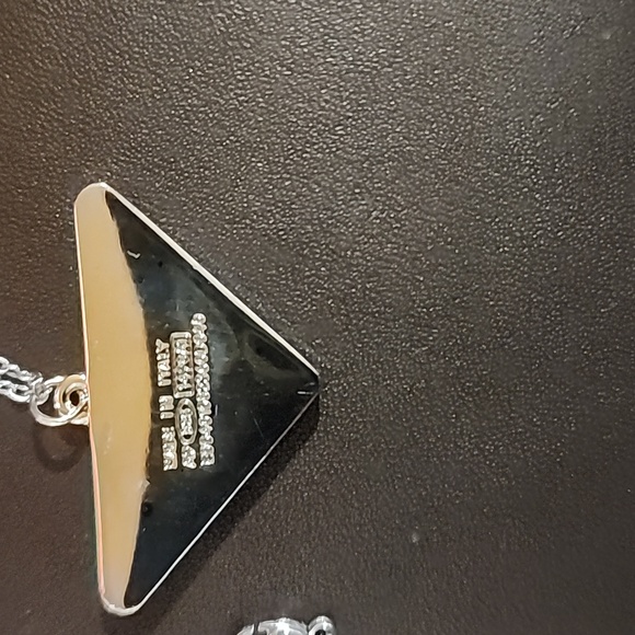 Prada Silver Triangle Pendant w/added Unbranded Necklace - Picture 4 of 5
